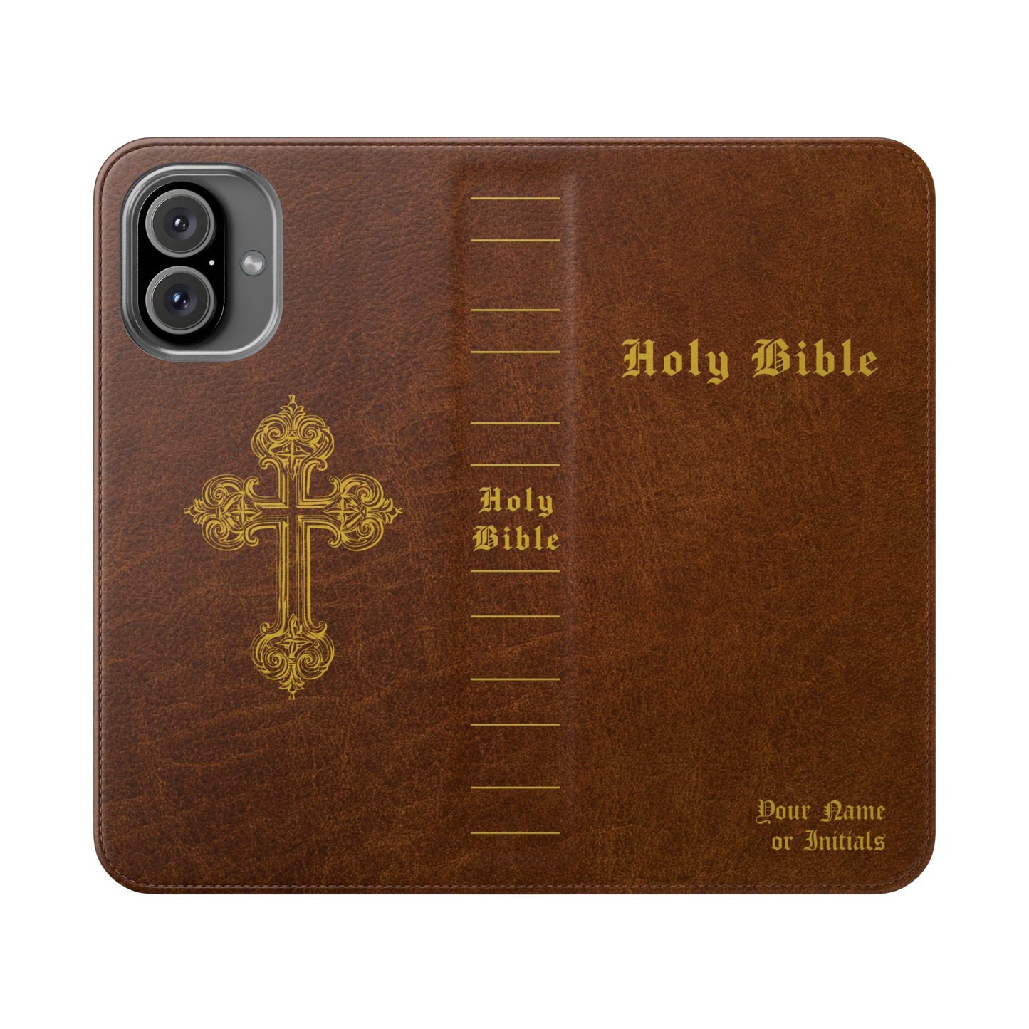 Holy Bible Personalized Phone Wallet | Custom Name or Initials - Brown