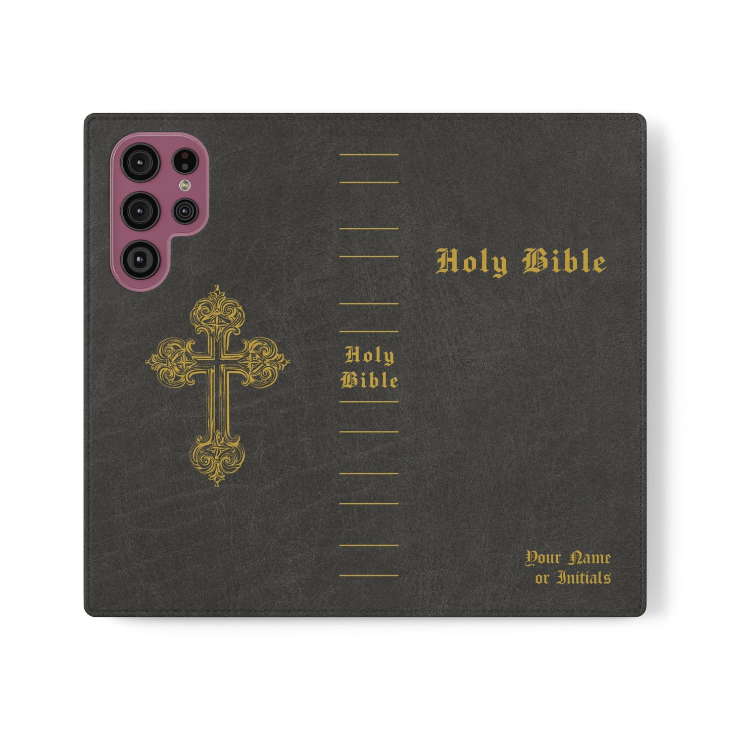 Holy Bible Personalized Phone Wallet | Custom Name or Initials - Black