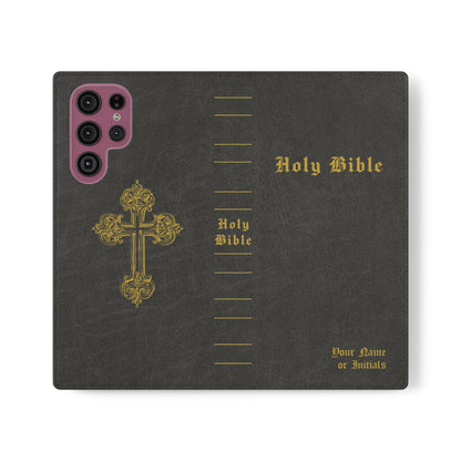 Holy Bible Personalized Phone Wallet | Custom Name or Initials - Black