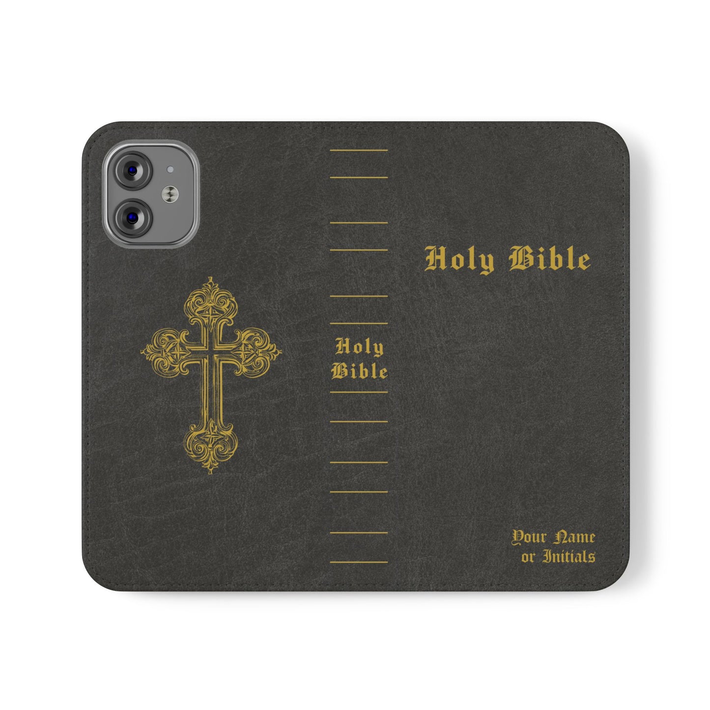 Holy Bible Personalized Phone Wallet | Custom Name or Initials - Black
