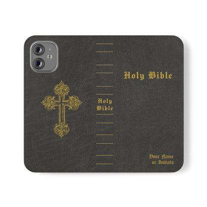 Holy Bible Personalized Phone Wallet | Custom Name or Initials - Black