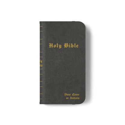 Holy Bible Personalized Phone Wallet | Custom Name or Initials - Black
