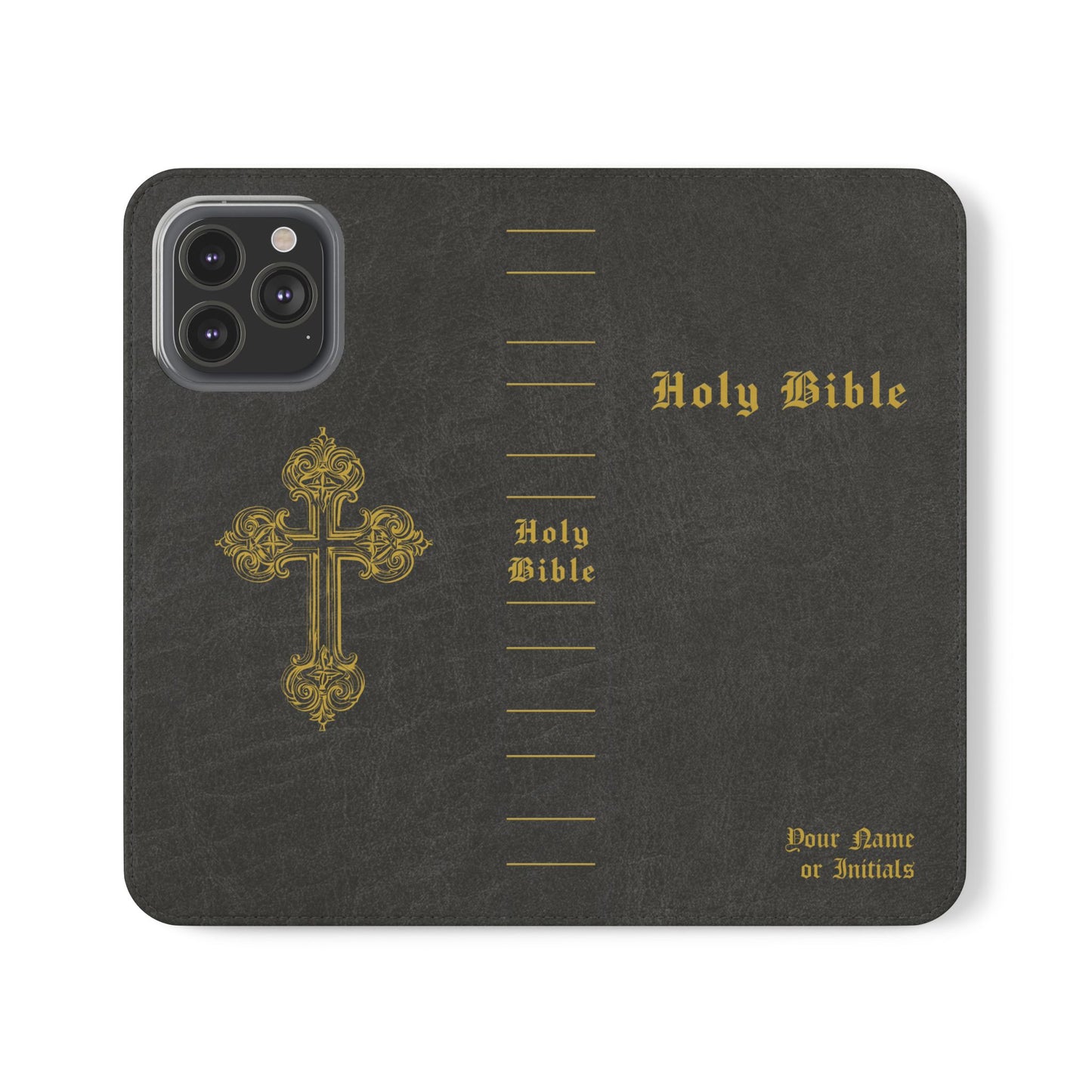 Holy Bible Personalized Phone Wallet | Custom Name or Initials - Black