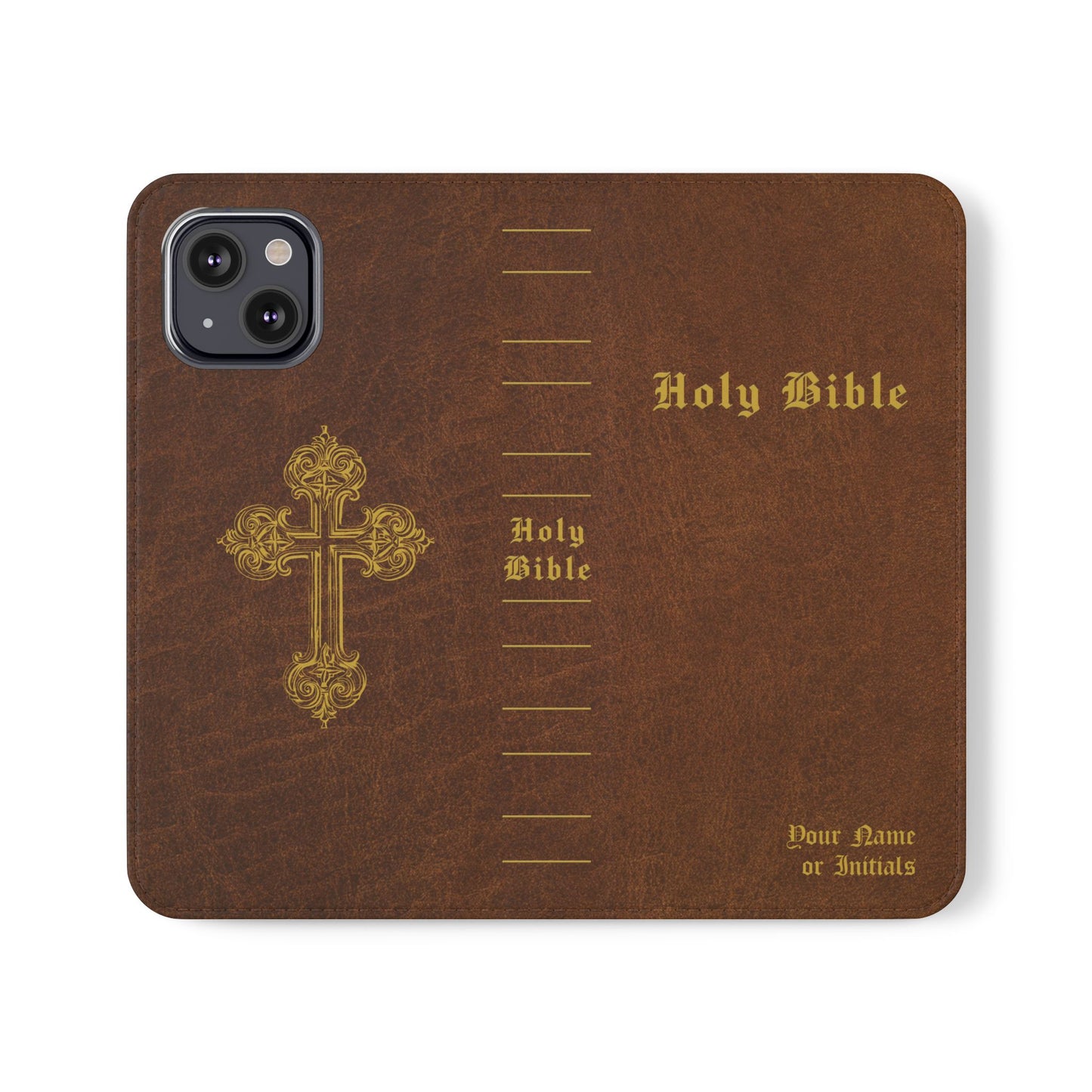 Holy Bible Personalized Phone Wallet | Custom Name or Initials - Brown