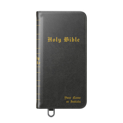 Holy Bible Personalized Phone Wallet | Custom Name or Initials - Black