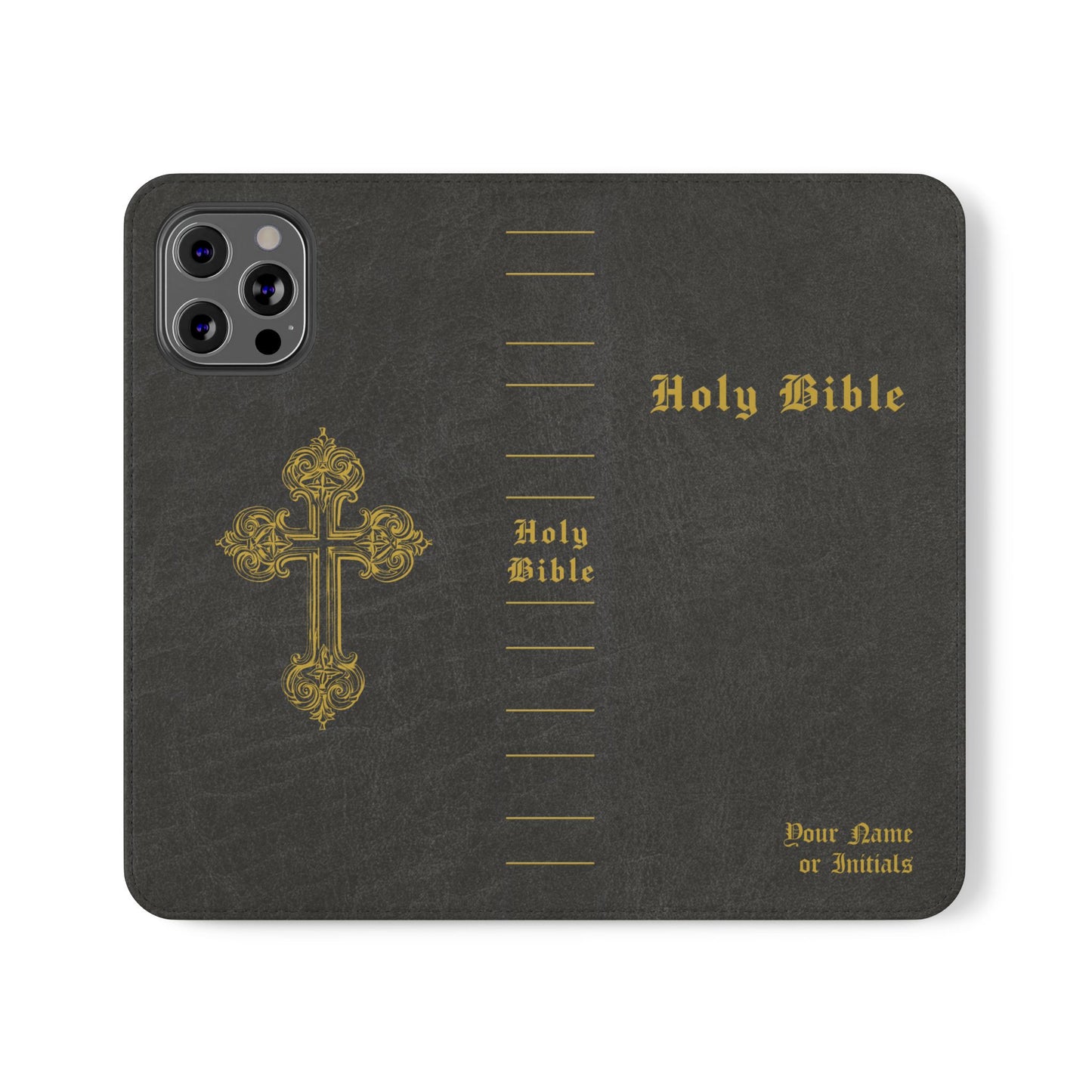 Holy Bible Personalized Phone Wallet | Custom Name or Initials - Black
