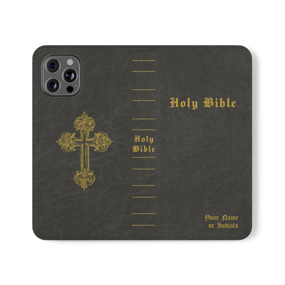 Holy Bible Personalized Phone Wallet | Custom Name or Initials - Black