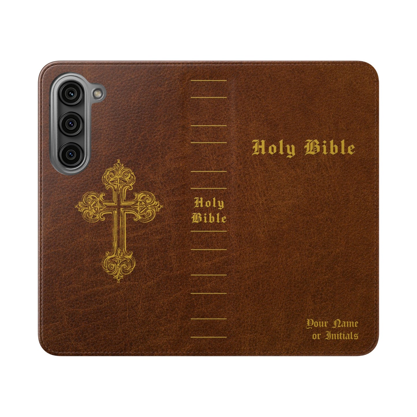 Holy Bible Personalized Phone Wallet | Custom Name or Initials - Brown