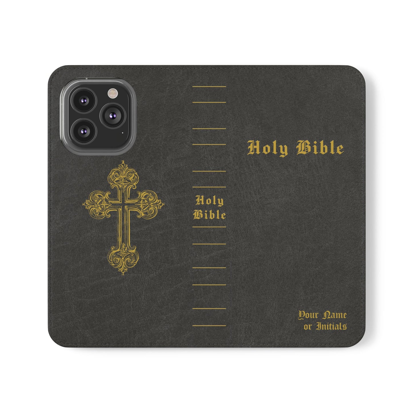 Holy Bible Personalized Phone Wallet | Custom Name or Initials - Black