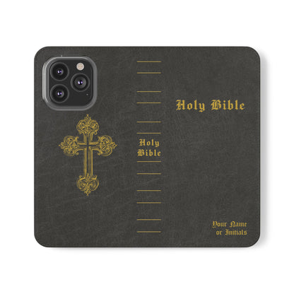 Holy Bible Personalized Phone Wallet | Custom Name or Initials - Black