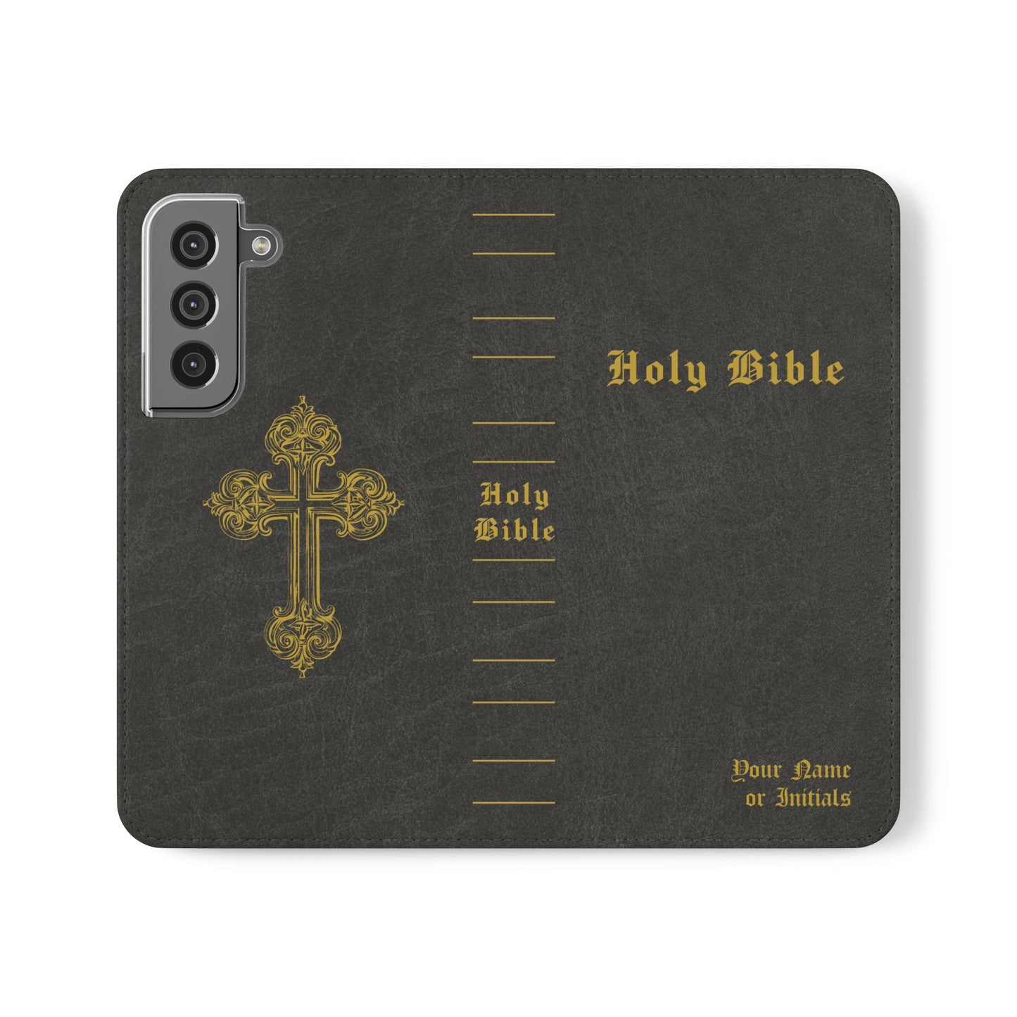Holy Bible Personalized Phone Wallet | Custom Name or Initials - Black