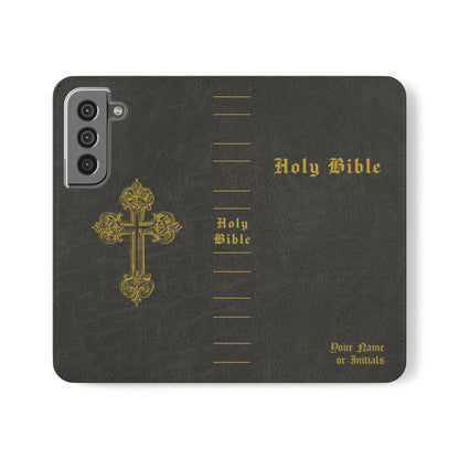 Holy Bible Personalized Phone Wallet | Custom Name or Initials - Black