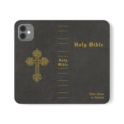 Holy Bible Personalized Phone Wallet | Custom Name or Initials - Black