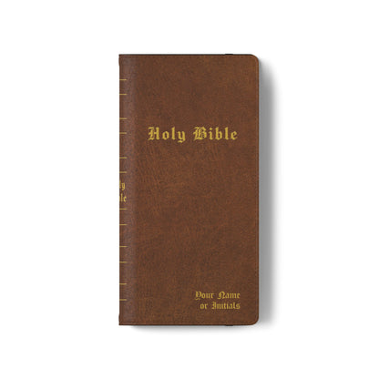 Holy Bible Personalized Phone Wallet | Custom Name or Initials - Brown