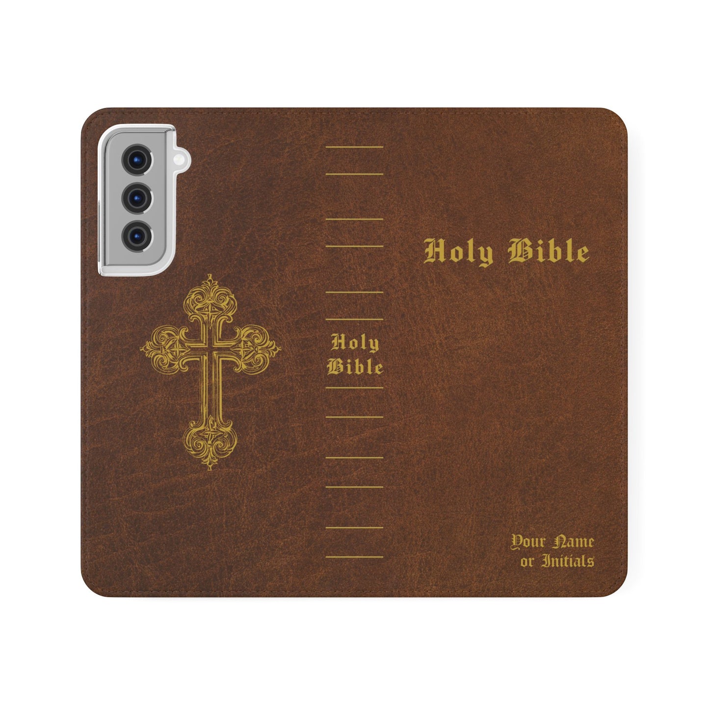 Holy Bible Personalized Phone Wallet | Custom Name or Initials - Brown