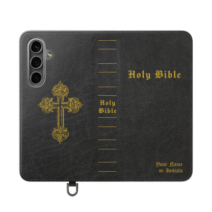 Holy Bible Personalized Phone Wallet | Custom Name or Initials - Black