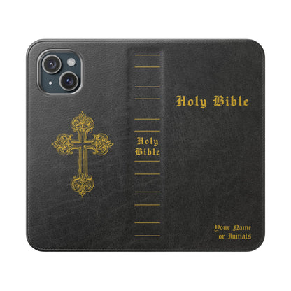 Holy Bible Personalized Phone Wallet | Custom Name or Initials - Black