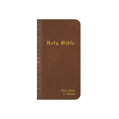 Holy Bible Personalized Phone Wallet | Custom Name or Initials - Brown