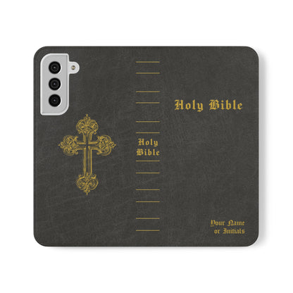 Holy Bible Personalized Phone Wallet | Custom Name or Initials - Black