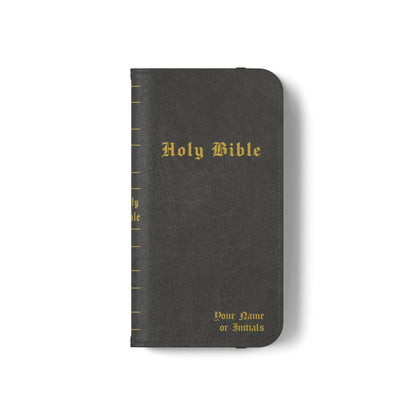 Holy Bible Personalized Phone Wallet | Custom Name or Initials - Black