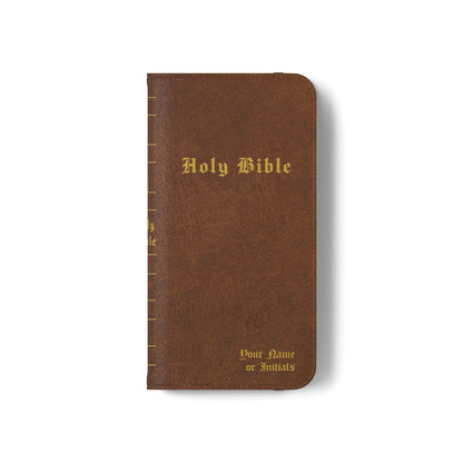 Holy Bible Personalized Phone Wallet | Custom Name or Initials - Brown