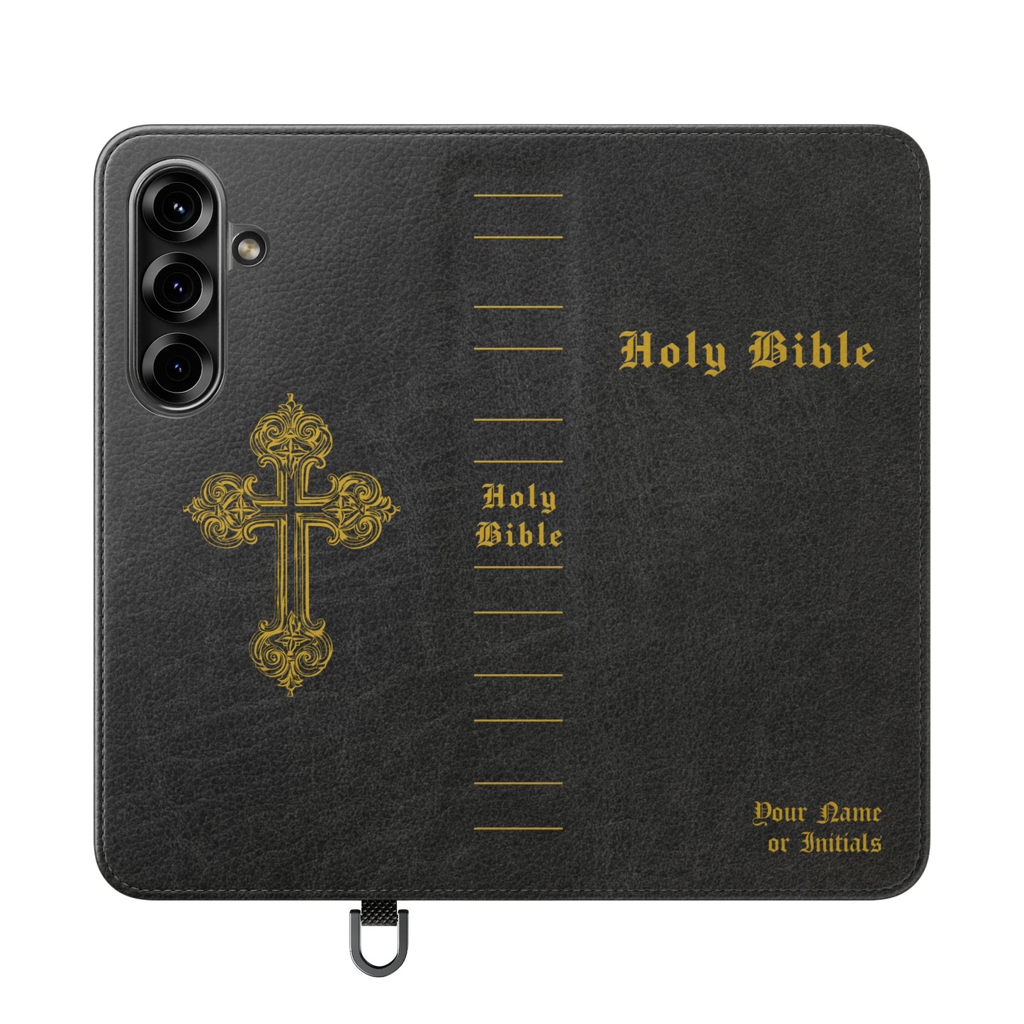Holy Bible Personalized Phone Wallet | Custom Name or Initials - Black