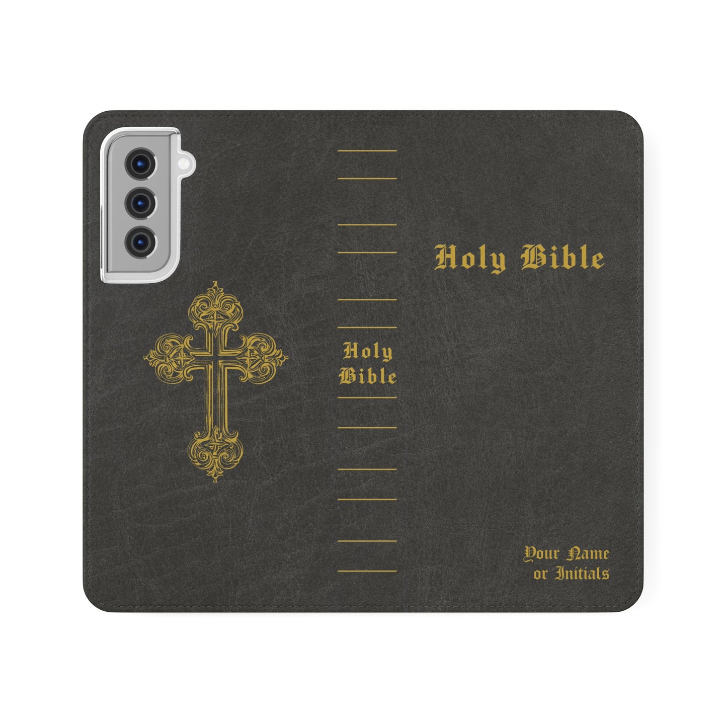 Holy Bible Personalized Phone Wallet | Custom Name or Initials - Black