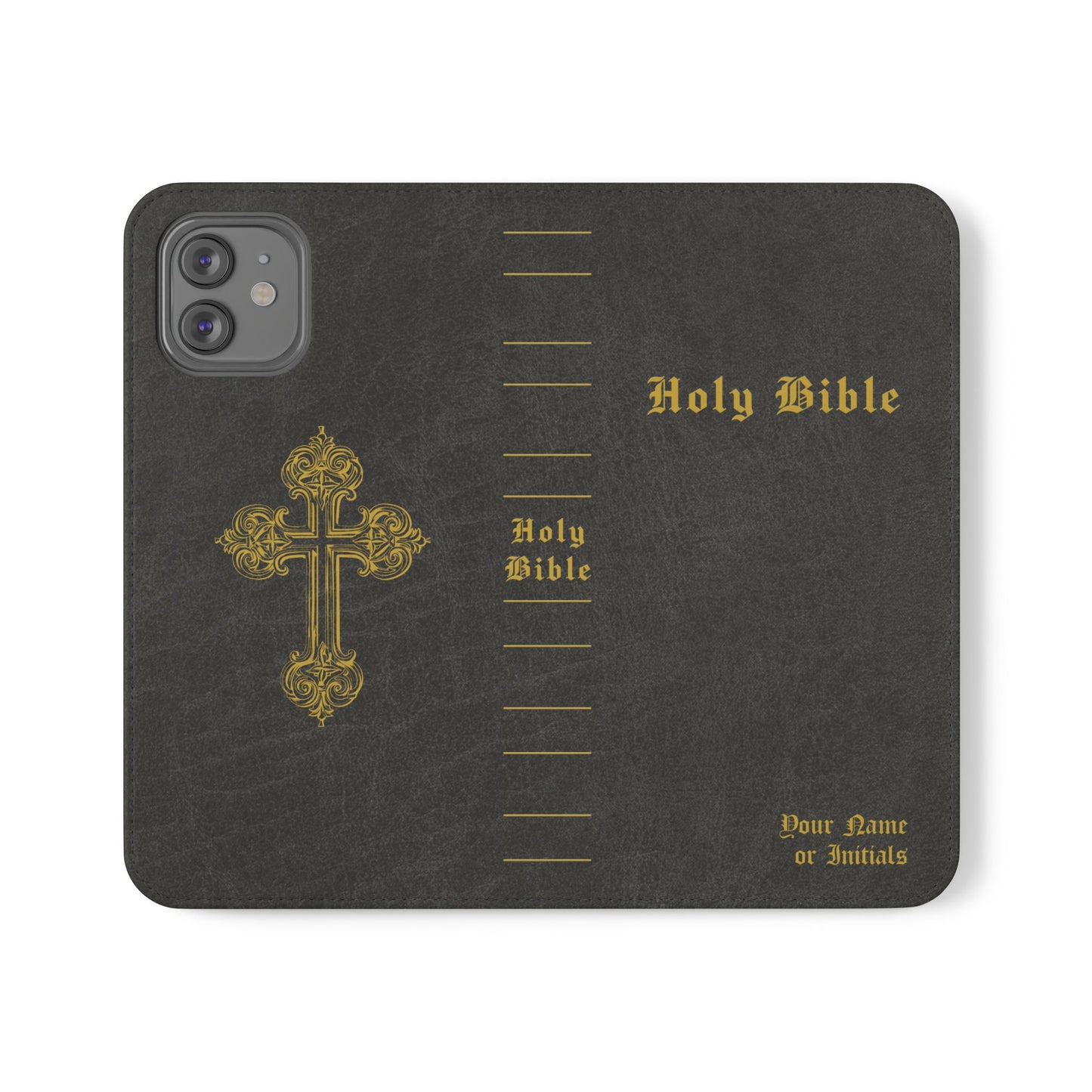 Holy Bible Personalized Phone Wallet | Custom Name or Initials - Black