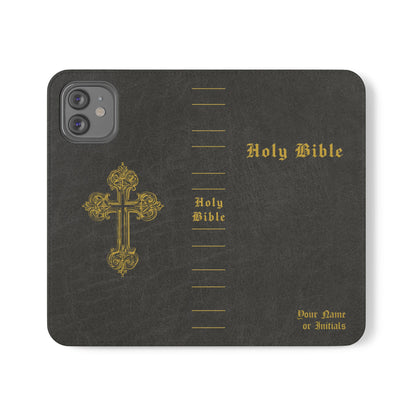 Holy Bible Personalized Phone Wallet | Custom Name or Initials - Black