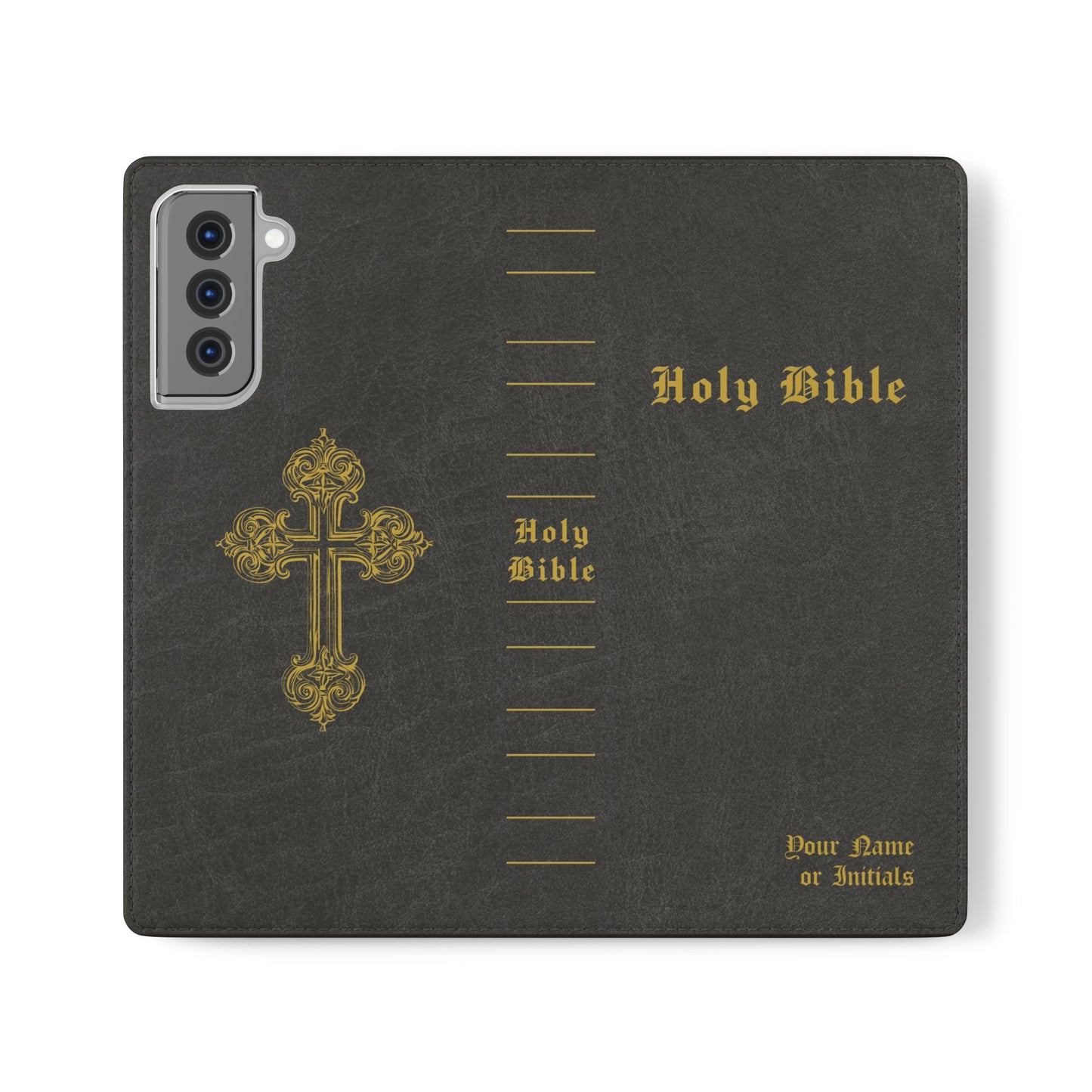 Holy Bible Personalized Phone Wallet | Custom Name or Initials - Black
