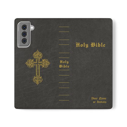 Holy Bible Personalized Phone Wallet | Custom Name or Initials - Black
