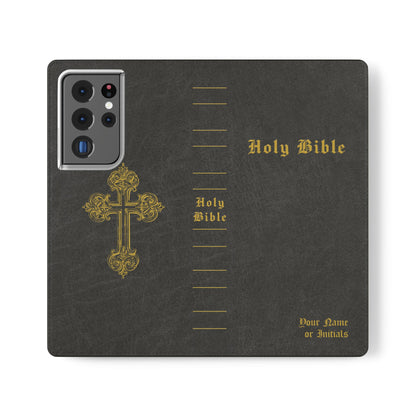 Holy Bible Personalized Phone Wallet | Custom Name or Initials - Black