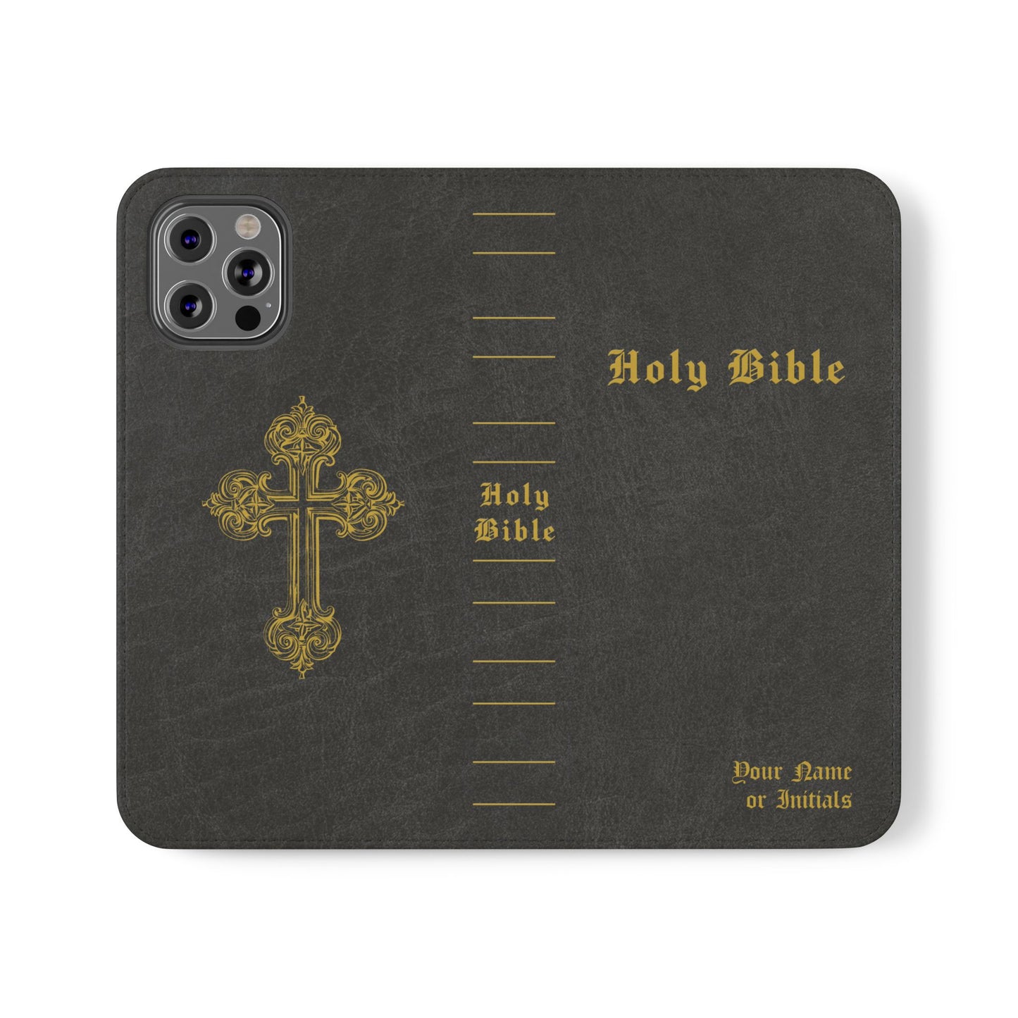 Holy Bible Personalized Phone Wallet | Custom Name or Initials - Black