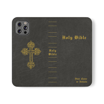 Holy Bible Personalized Phone Wallet | Custom Name or Initials - Black