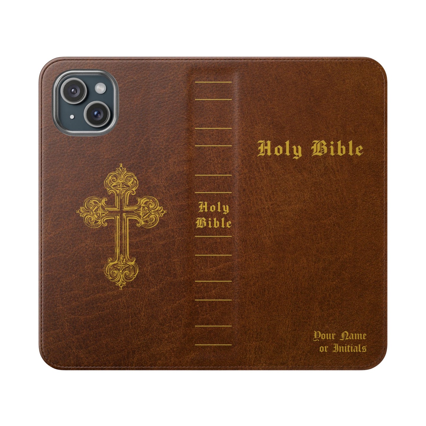 Holy Bible Personalized Phone Wallet | Custom Name or Initials - Brown