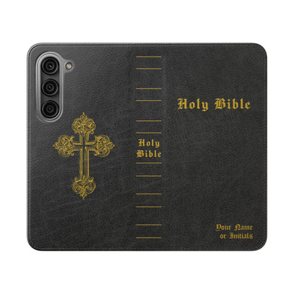 Holy Bible Personalized Phone Wallet | Custom Name or Initials - Black