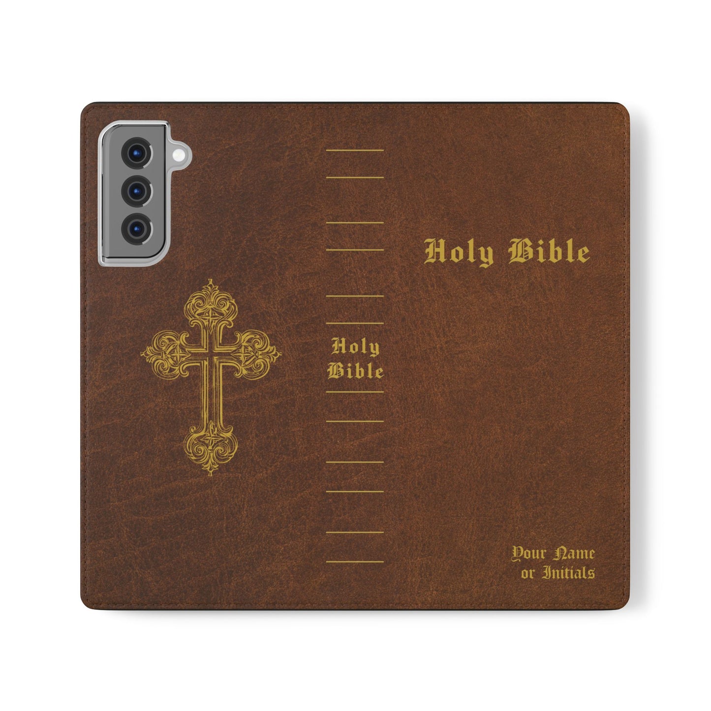 Holy Bible Personalized Phone Wallet | Custom Name or Initials - Brown