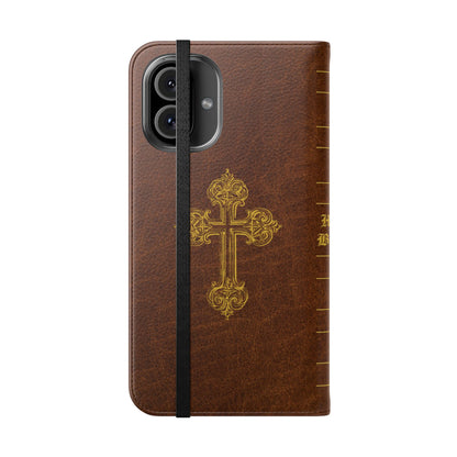 Holy Bible Personalized Phone Wallet | Custom Name or Initials - Brown