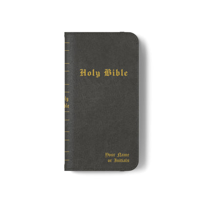 Holy Bible Personalized Phone Wallet | Custom Name or Initials - Black