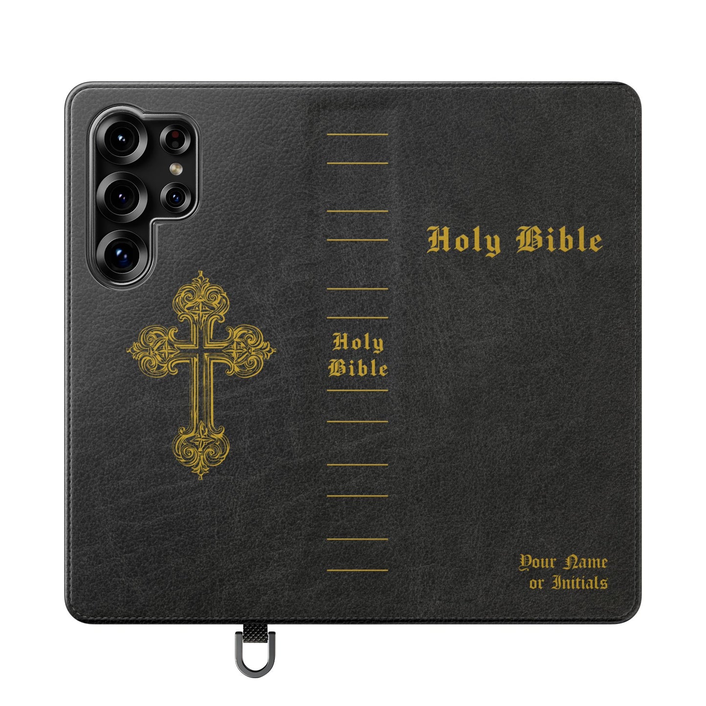 Holy Bible Personalized Phone Wallet | Custom Name or Initials - Black
