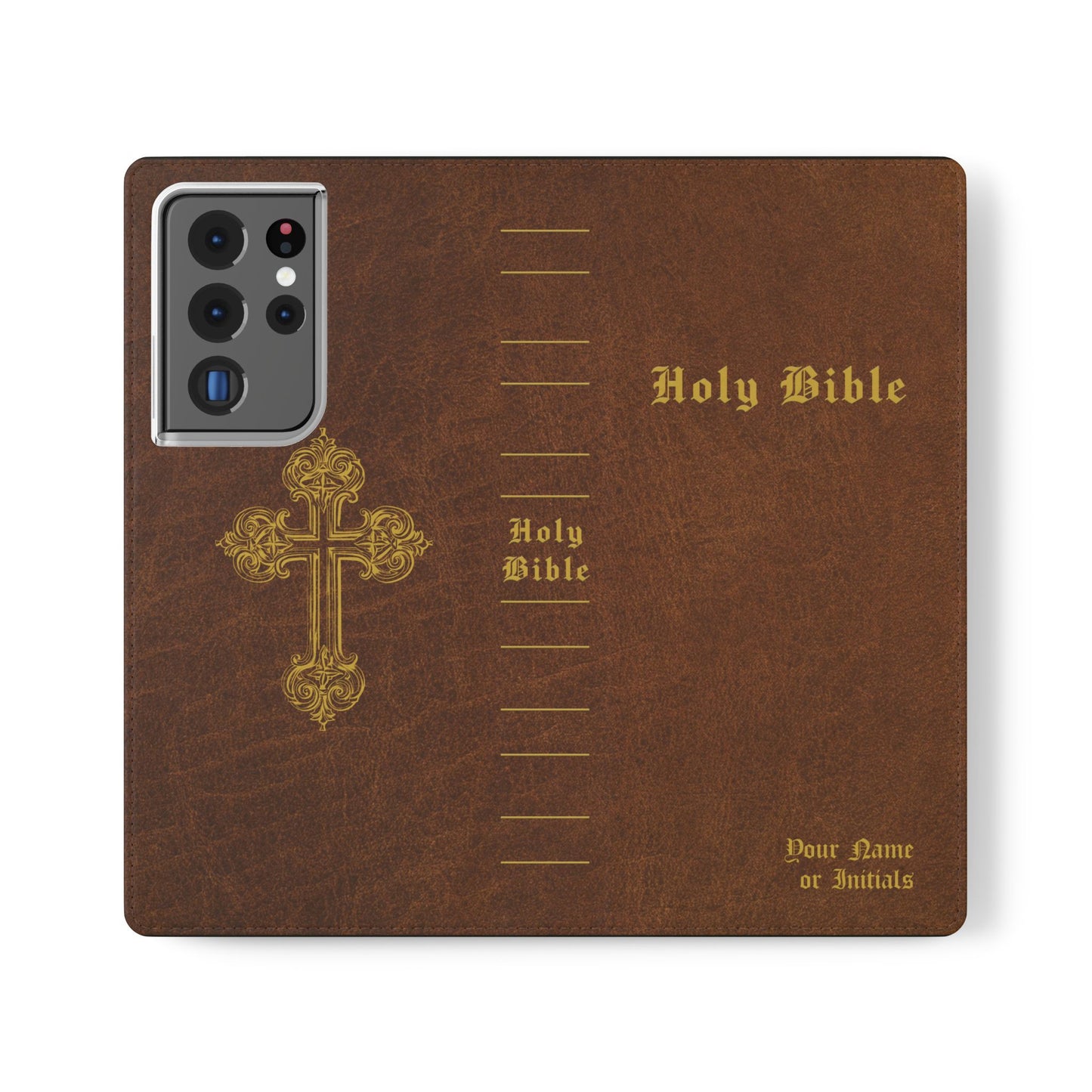 Holy Bible Personalized Phone Wallet | Custom Name or Initials - Brown