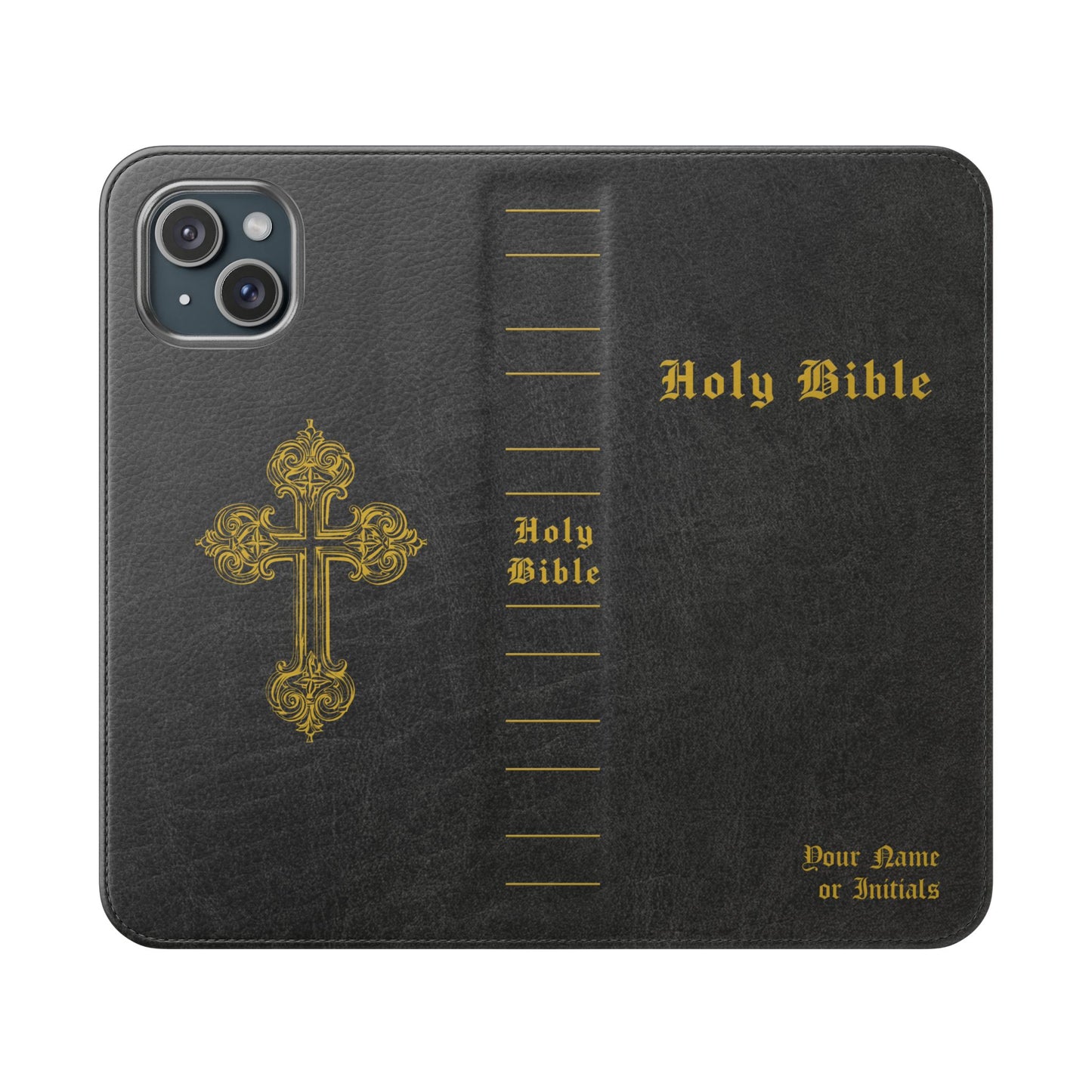 Holy Bible Personalized Phone Wallet | Custom Name or Initials - Black
