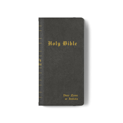 Holy Bible Personalized Phone Wallet | Custom Name or Initials - Black