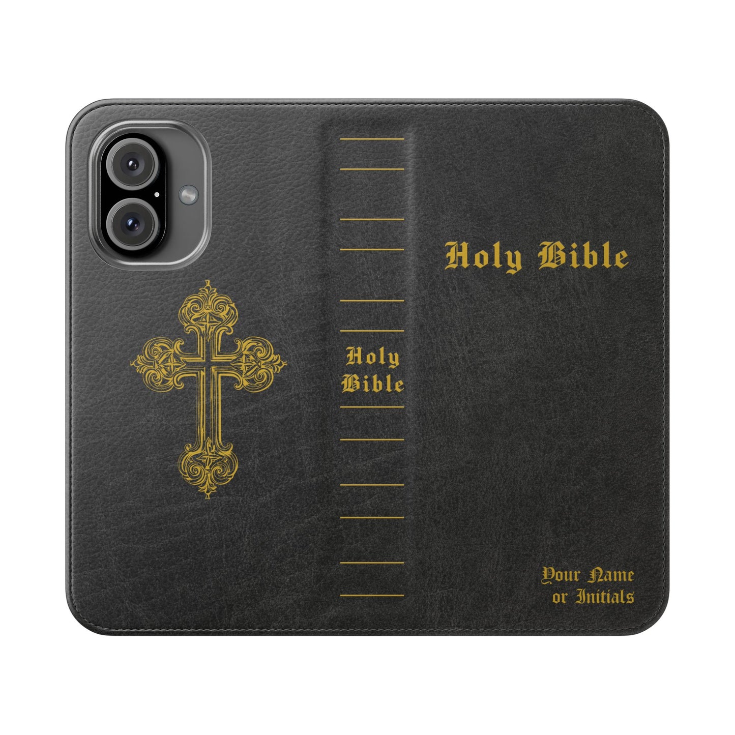 Holy Bible Personalized Phone Wallet | Custom Name or Initials - Black
