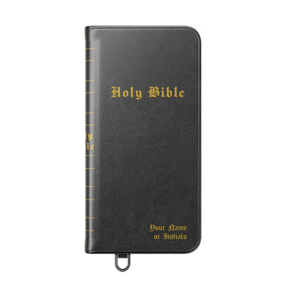 Holy Bible Personalized Phone Wallet | Custom Name or Initials - Black