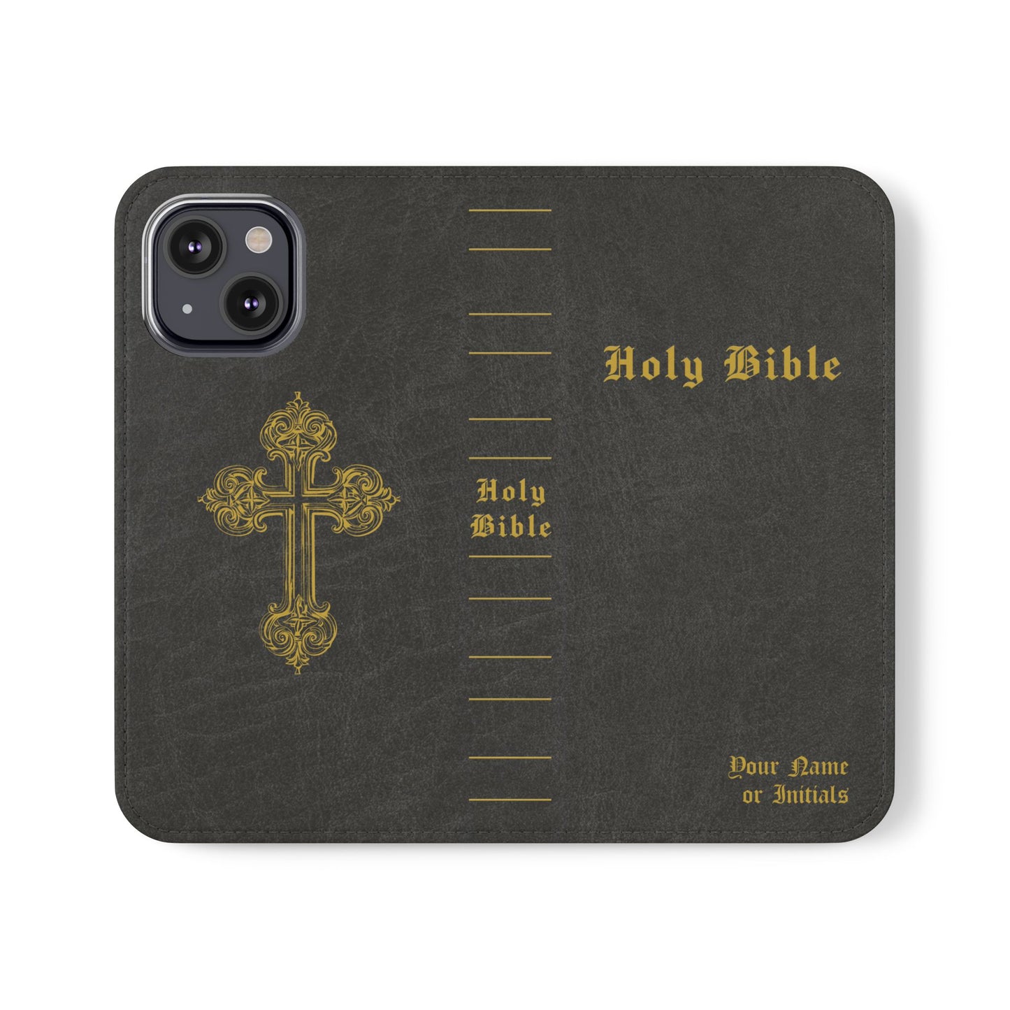 Holy Bible Personalized Phone Wallet | Custom Name or Initials - Black