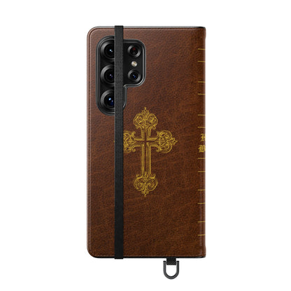Holy Bible Personalized Phone Wallet | Custom Name or Initials - Brown