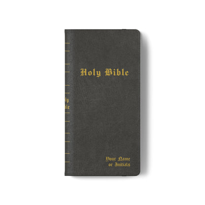 Holy Bible Personalized Phone Wallet | Custom Name or Initials - Black