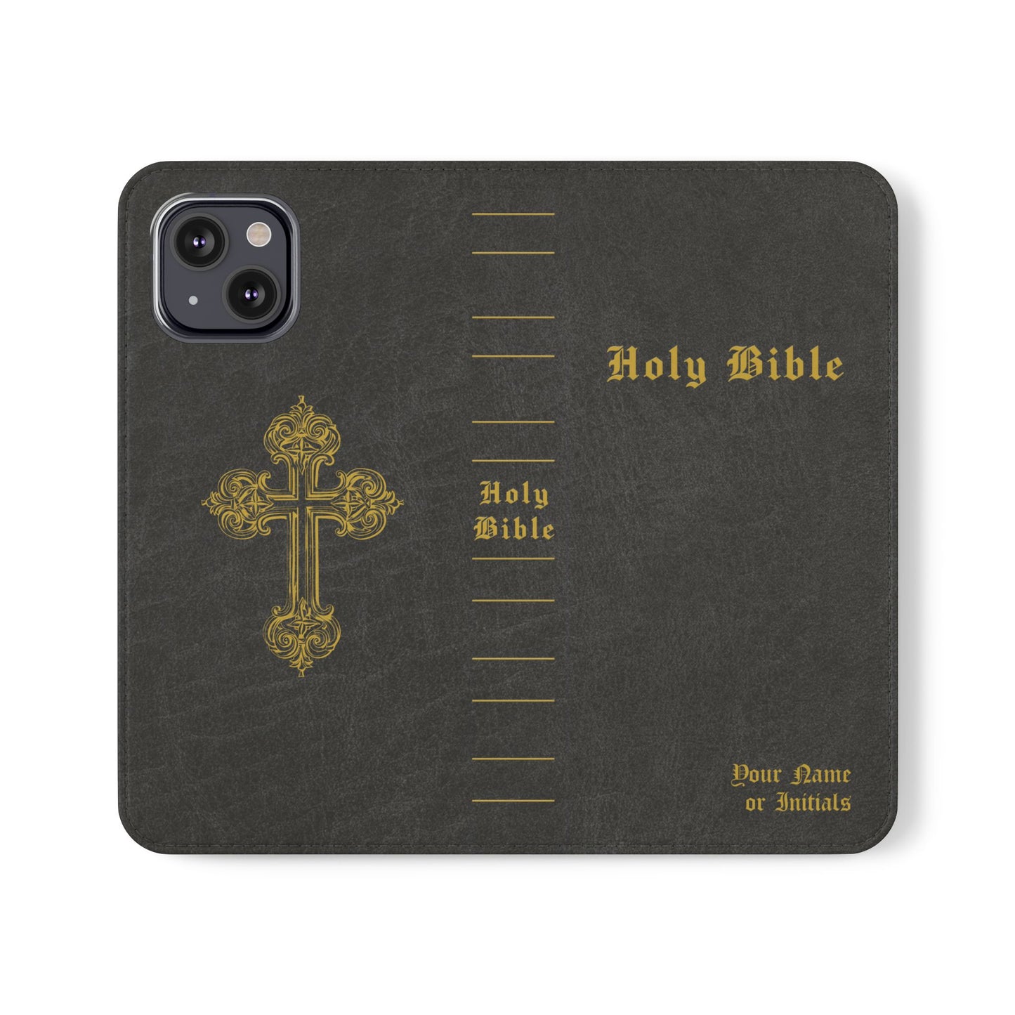 Holy Bible Personalized Phone Wallet | Custom Name or Initials - Black
