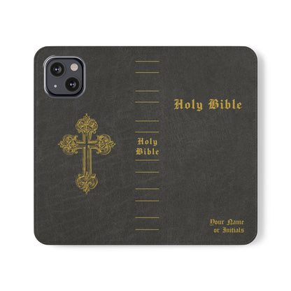 Holy Bible Personalized Phone Wallet | Custom Name or Initials - Black